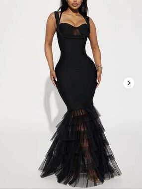 Black Tiered Tulle Mermaid Dress